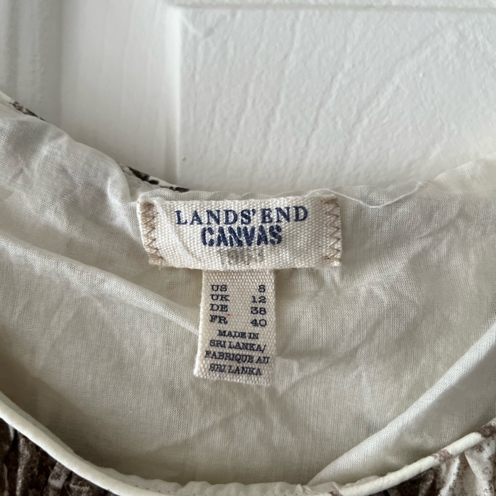 Land’s End Cream and Brown Sleeveless Dress - Picture 4 of 5